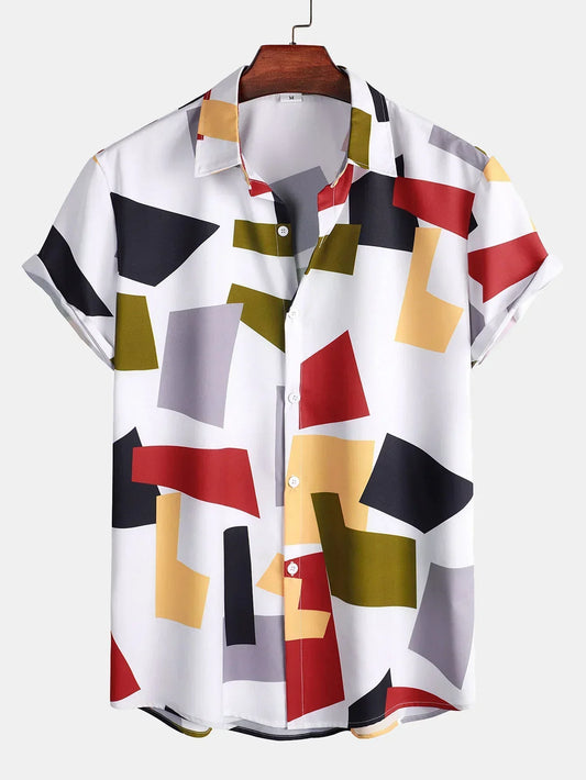 Desmond - Geometric Color Block Print Button Up Shirt