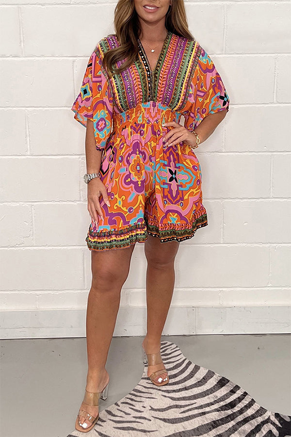 Jessie - Elegant V Neck Printed Playsuits