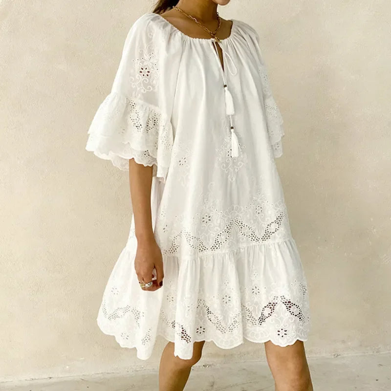 Evie - White Lace Boho Dress