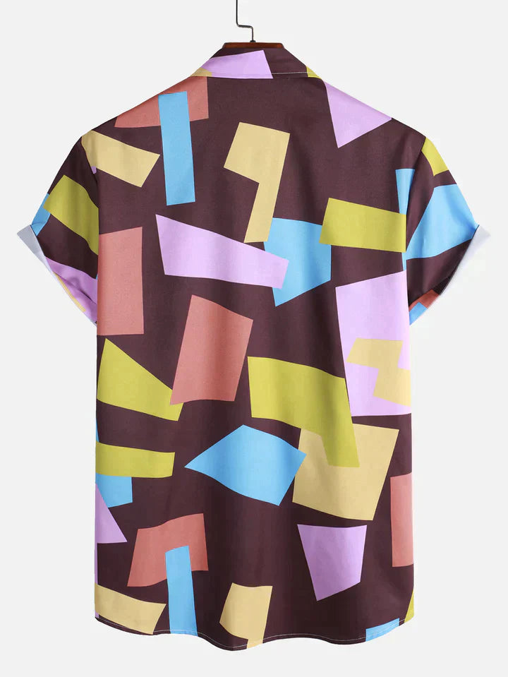 Desmond - Geometric Color Block Print Button Up Shirt