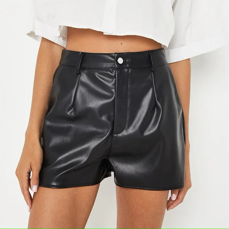 Vanetta - High Waist Leather Shorts