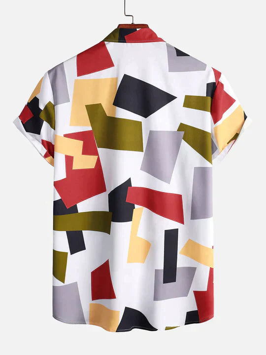 Desmond - Geometric Color Block Print Button Up Shirt