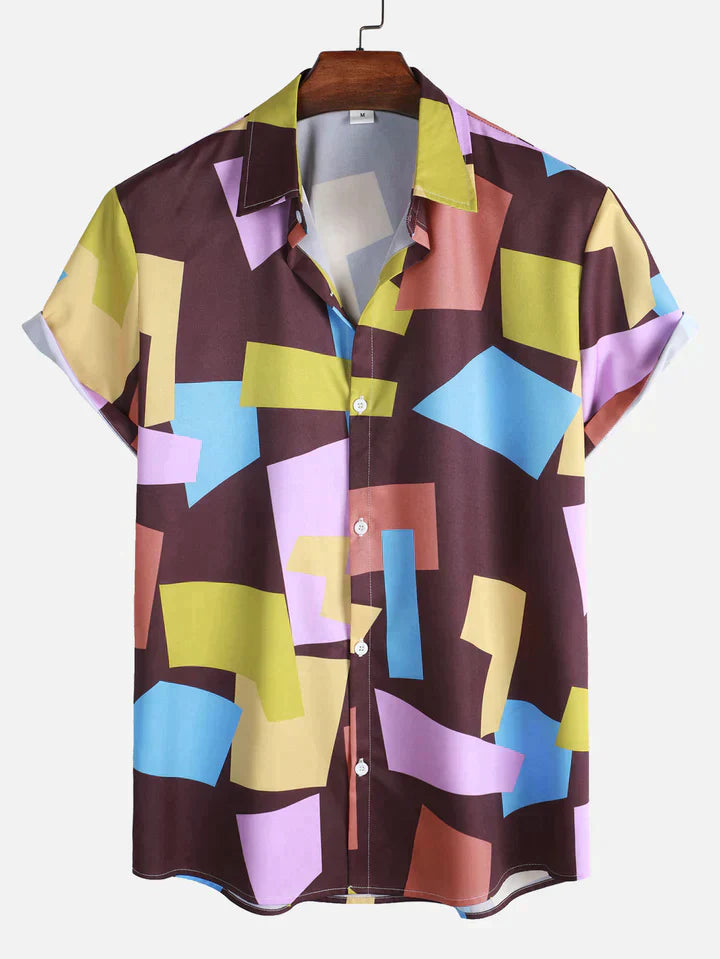 Desmond - Geometric Color Block Print Button Up Shirt