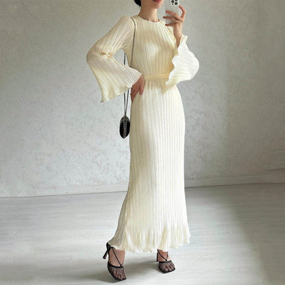 Nora - Horn Sleeve Pleated Dress