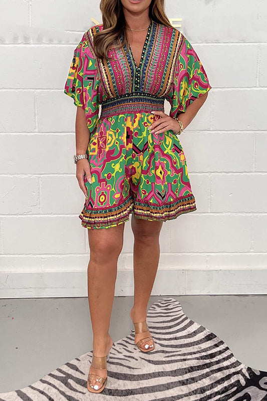 Jessie - Elegant V Neck Printed Playsuits