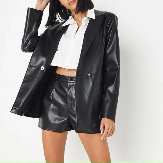 Vanetta - High Waist Leather Shorts