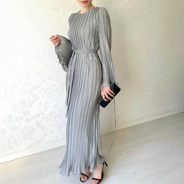 Nora - Horn Sleeve Pleated Dress