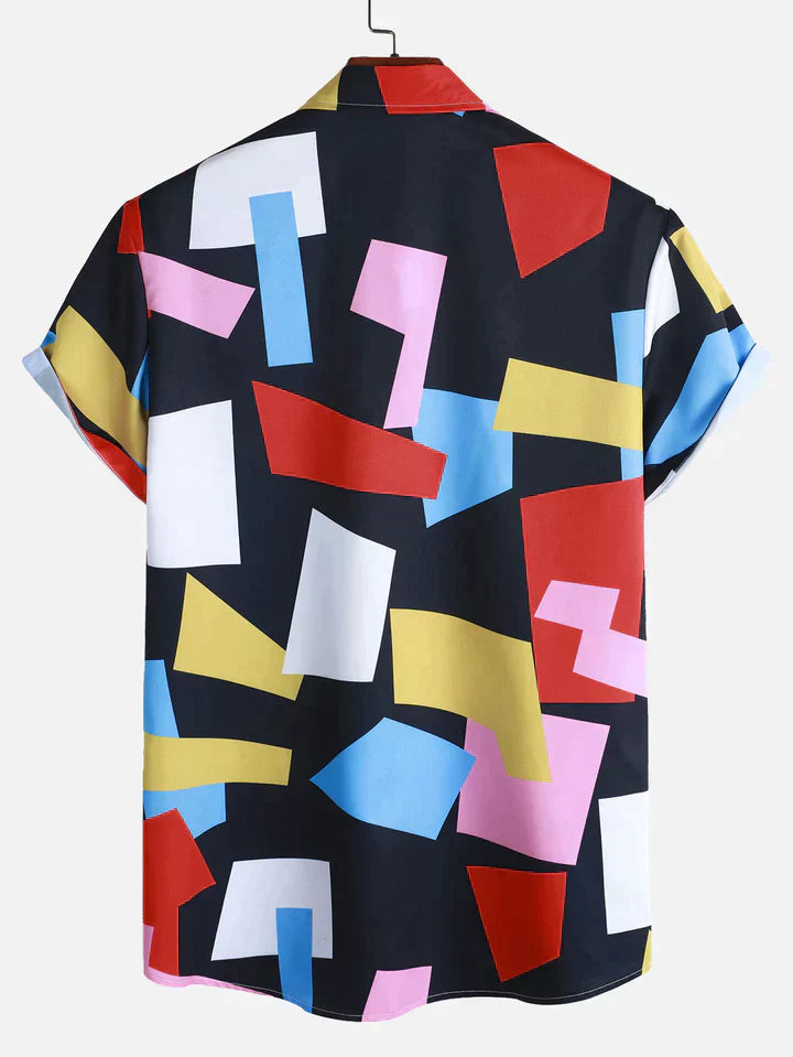 Desmond - Geometric Color Block Print Button Up Shirt