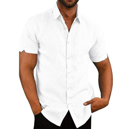 Lawrence - Men's Short Sleeve Linen Gym Shirt