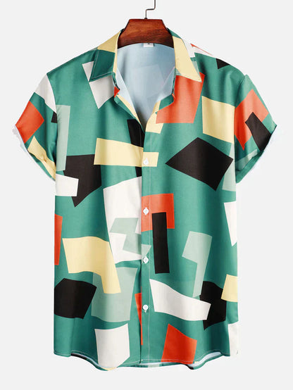 Desmond - Geometric Color Block Print Button Up Shirt