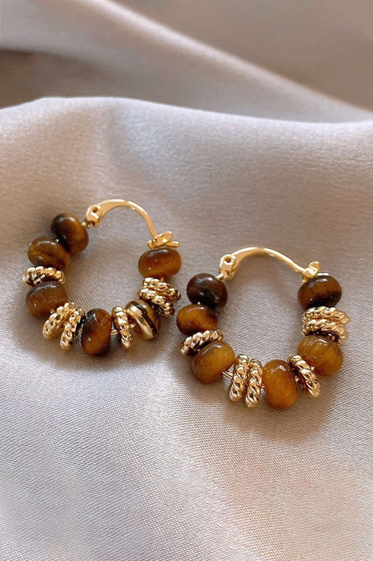 Tiger Cat Eye Design Hoop Earrings