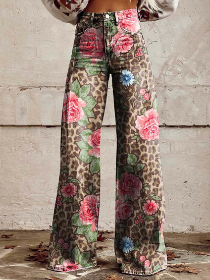 Natalia - Wide Floral Jeans