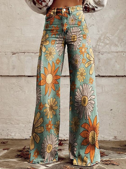 Natalia - Wide Floral Jeans