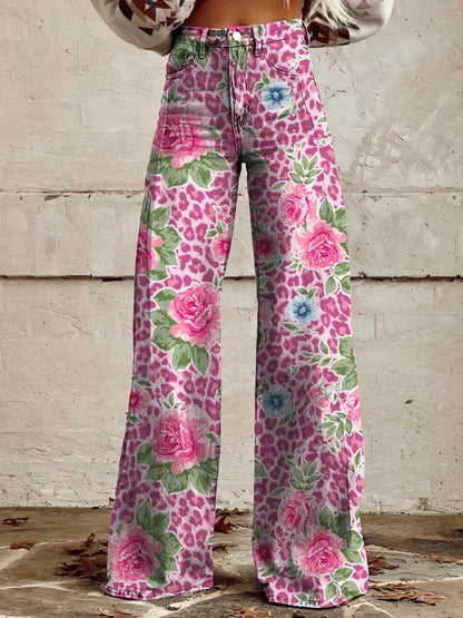 Natalia - Wide Floral Jeans