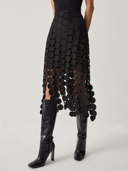 Laser Cut Multi Circle Double Layered Skirt