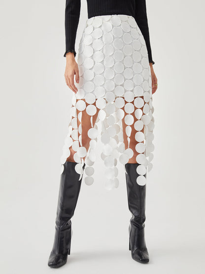 Laser Cut Multi Circle Double Layered Skirt