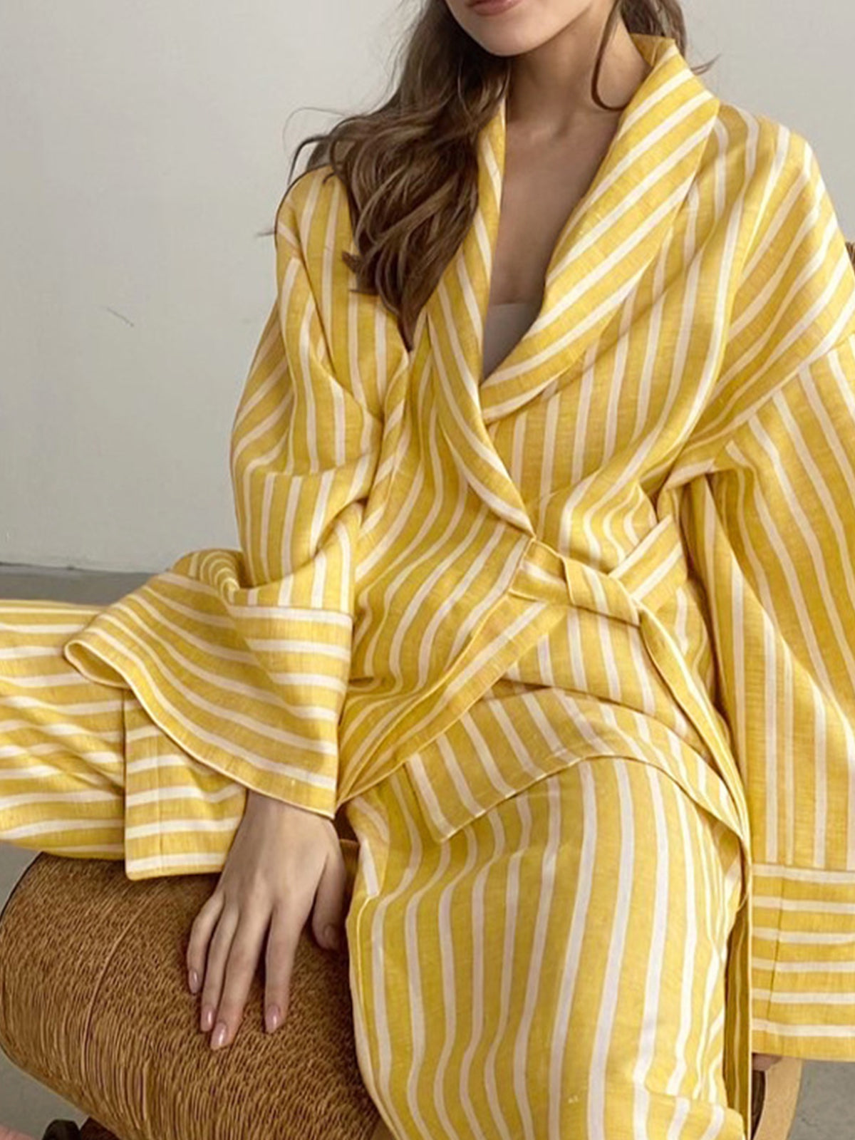 Oversized Knotted Striped Pants Set