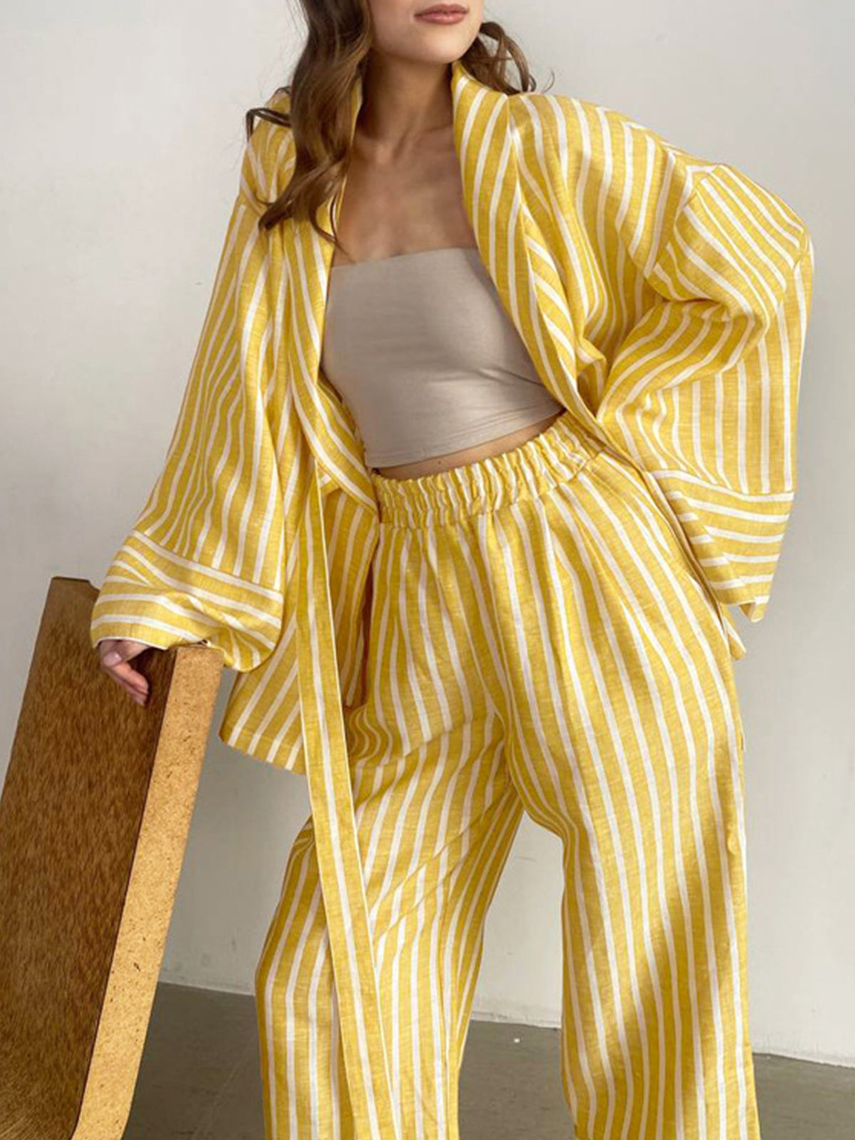 Oversized Knotted Striped Pants Set