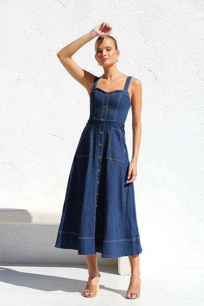 Cadence - Cassia Indigo Dress