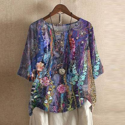 Anya - Vintage Floral Charm Blouse