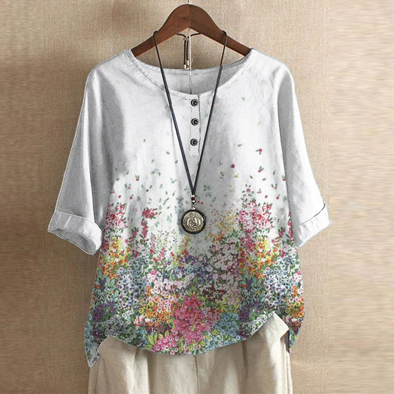 Anya - Vintage Floral Charm Blouse