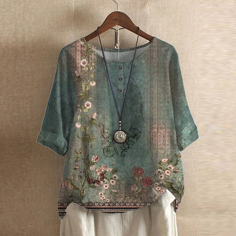 Anya - Vintage Floral Charm Blouse