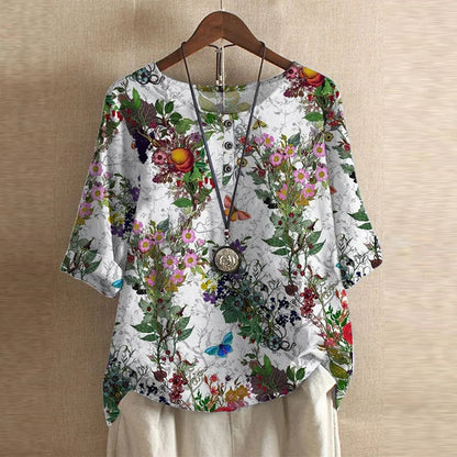 Anya - Vintage Floral Charm Blouse