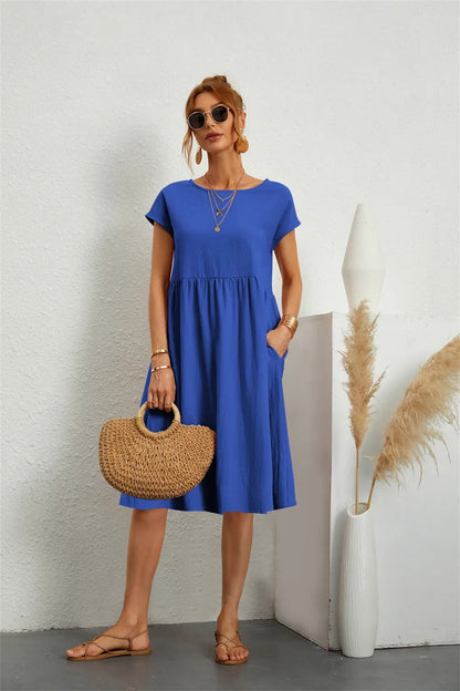 Lora - O-NECK Casual Loose Fit Dress