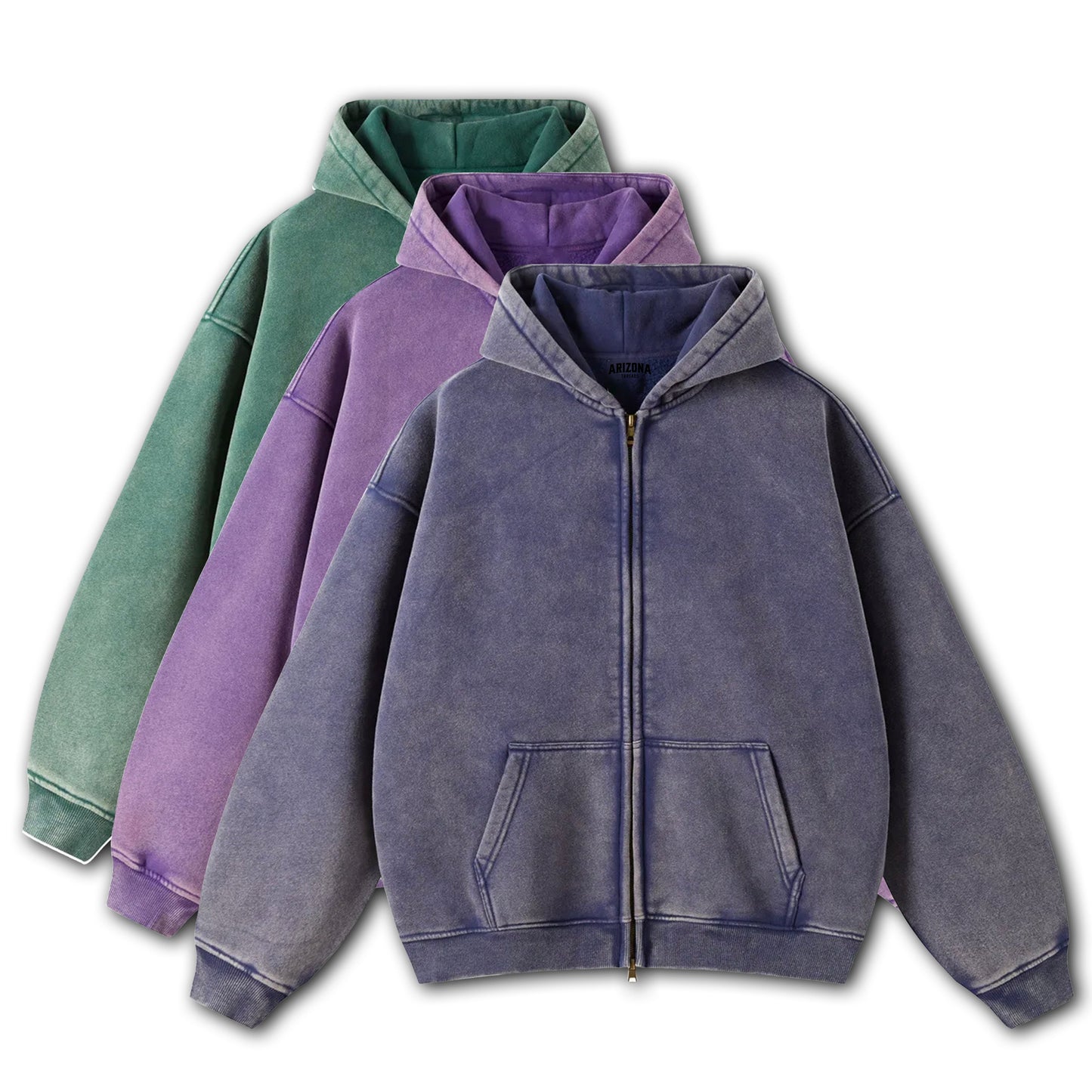 Heavyweight Stone Washed Zip-up Hoodie